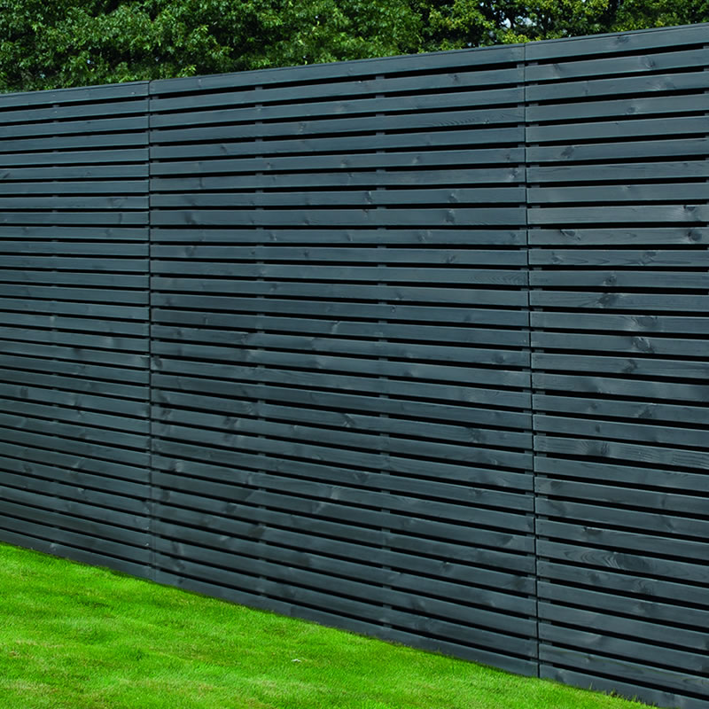 Anthracite Grey Superior Double Slatted Fence Panel - SDS180AG